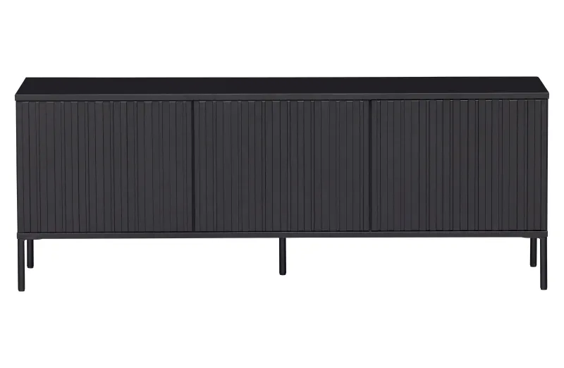 WOOOD EXCLUSIVE New Gravure TV-bord, m. 3 push to open låger - sort fyrretræ og sort metal (B:150)