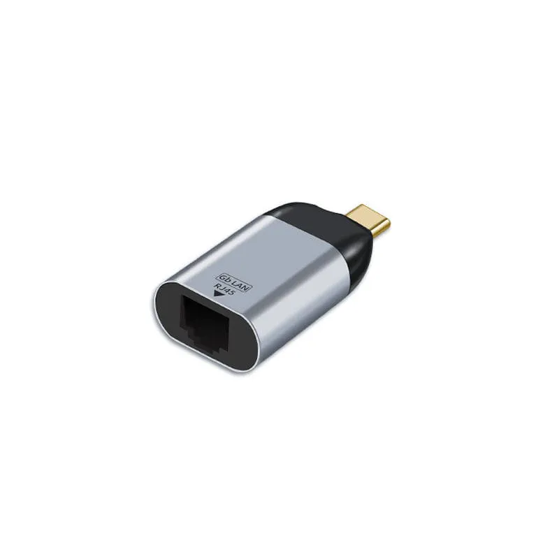 USB-C til RJ45 Gigabit Ethernet Adapter 1000 Mbps - Grå/Sort