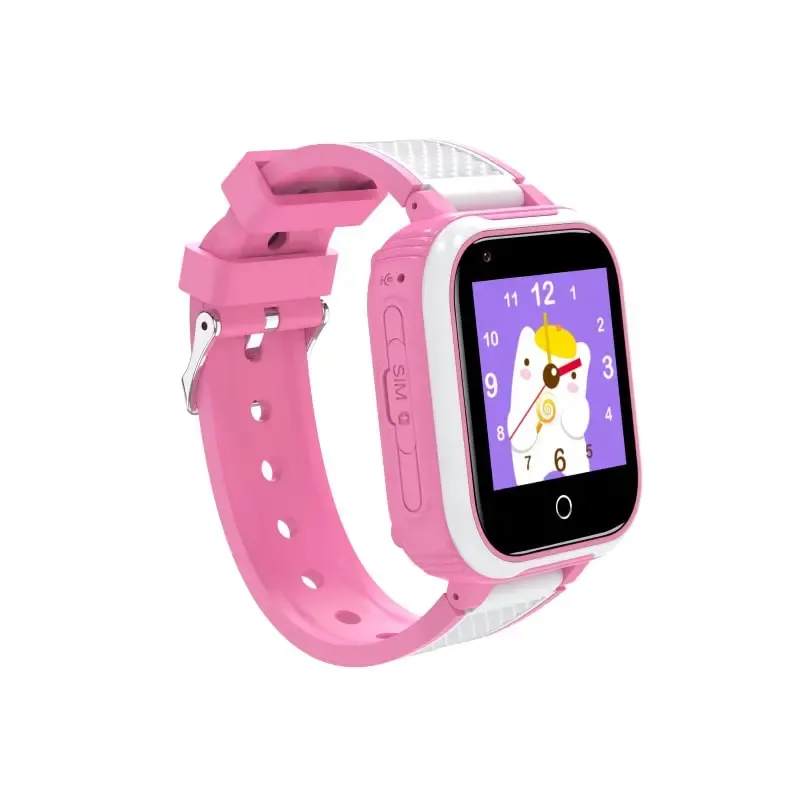 DH9S Vandtæt GPS Smartwatch til børn med 4G. Geo-hegn, videoopkald, spil mm. Pink.