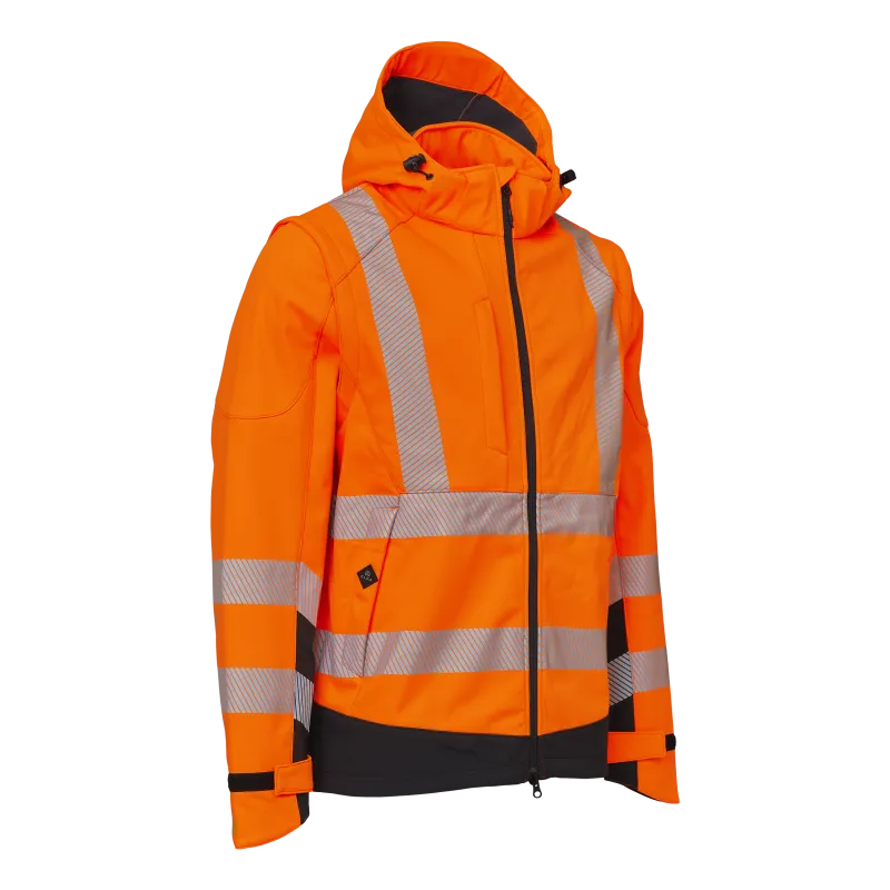 Visible Xtreme Softshell Jakke med aftagelige ærmer - Fl.orange/Sort - 4XL