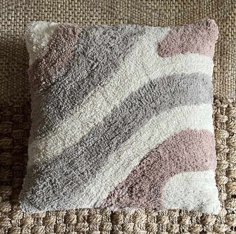 FLOW pudebetræk 50x50 cm - beige/grå/brun