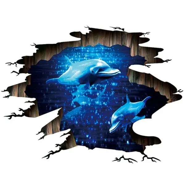 Flot Delfin wallsticker / floorsticker. Til væg eller gulv.