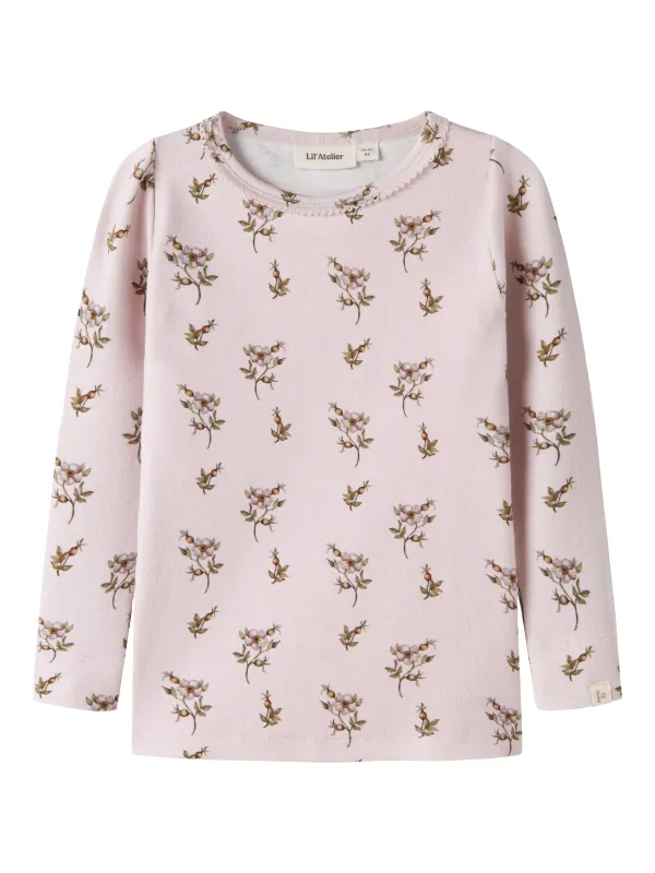 Lil Atelier Gayo - Sig LS Slim Top - Hushed Violet / Apple Rose - 92 cm