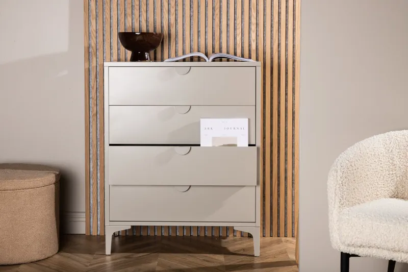 Venture Home - Piring  -  kommode, beige, stål, 4 skuffer  -  40×98×78 cm