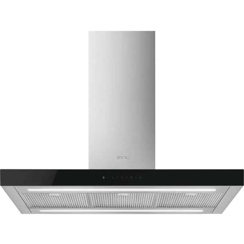 Smeg KBTI9L4VN frithængende emhætte 90 cm, rustfrit stål/glas