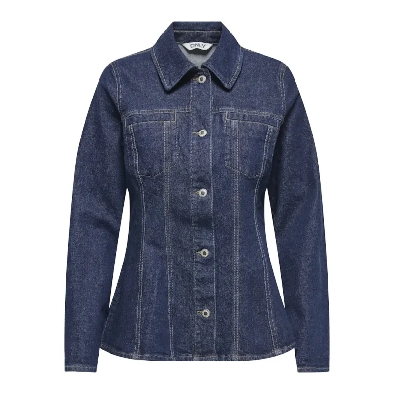 ONLY dame jakke ONLELLE - Dark Blue Denim Detail RINSE