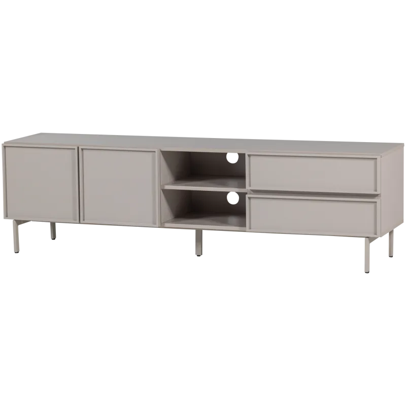 WOOOD Tours TV-bord, m. 2 låger, 1 hylde og 2 skuffer - sand melamin/MDF (180x42)