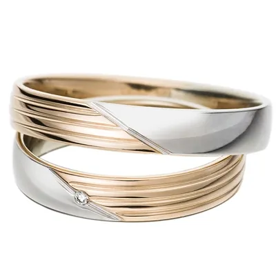 Vielsesringe i Rosaguld og Hvidguld med Diamant 0,01 ct. - 4 mm