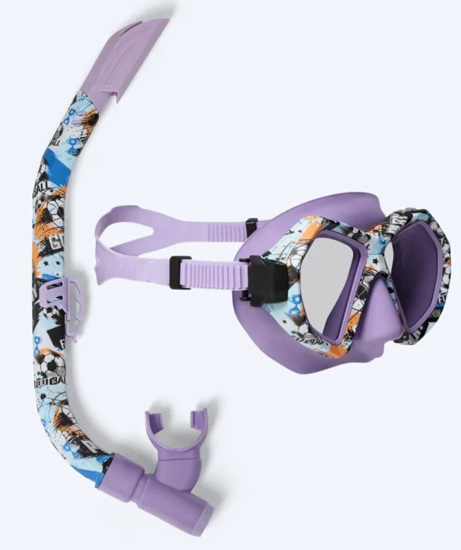 Watery Combo snorkelsæt til junior (8-15) - Riku Camo - Lilla - Snorkelsæt til børn (4-16 år)