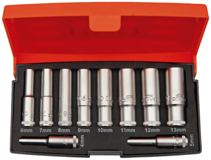 Topsæt 6-kant lang 1/4" 4-13 mm