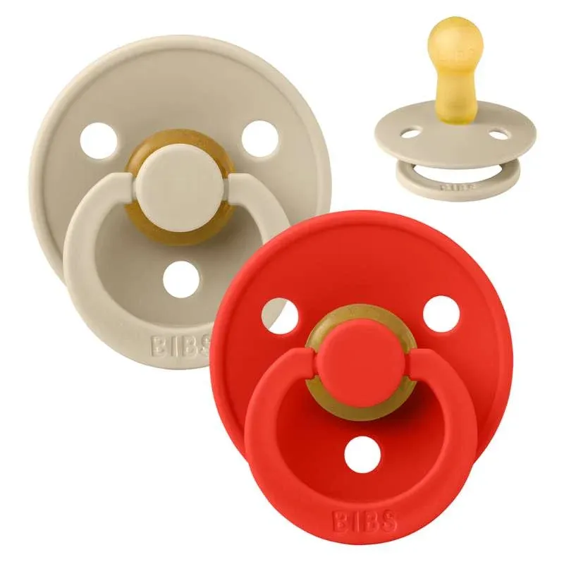 BIBS Rund Colour Sut - 2-Pak - Str. 2 - Naturgummi - Vanilla/Candy Apple