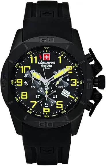 Swiss Alpine Military Tornado Black Silicone Herreur