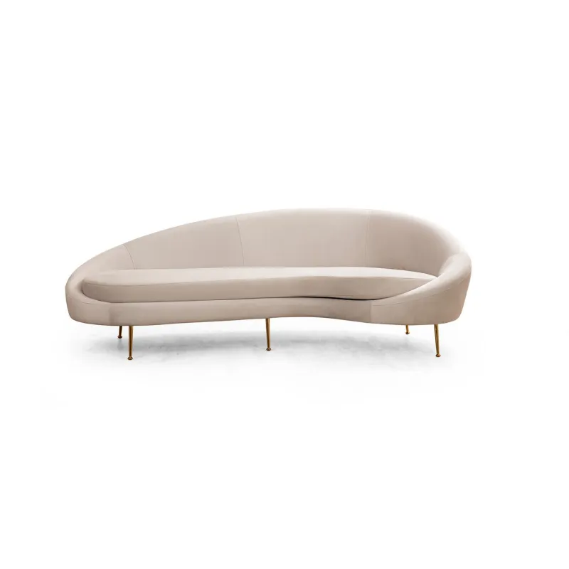 NORDVÄRK Eses 3 pers. sofa, højre - beige polyester stof og guld metal