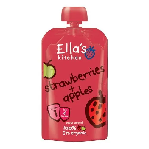 Ellas Kitchen Babymos jordbær/æble 4 mdr Øko. 120 gram