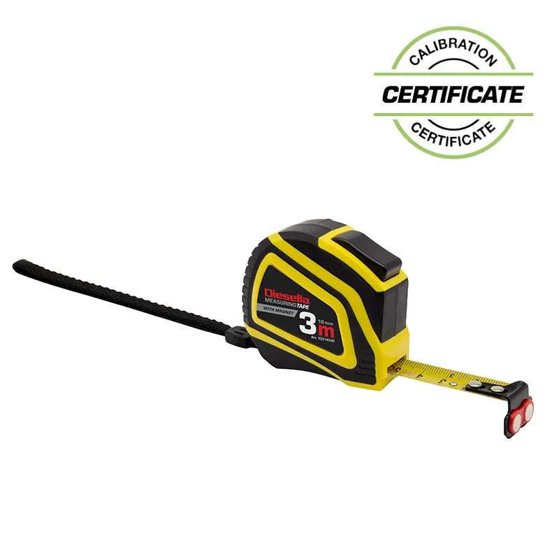 Båndmål 3Mx16MM Gummibelagt ABS hus med Auto-Lock og magnet (MID Klasse II) (Inkl. Certifikat)