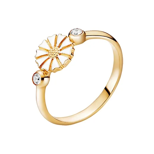 Lund Marguerit ring i forgyldt Sølv med Zirkonia - str. 62