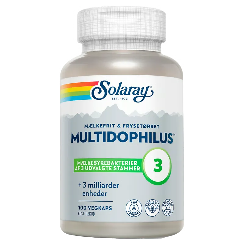 Solaray Multidophilus 3, Mælkefrit og Frysetørret (100 kapsler)