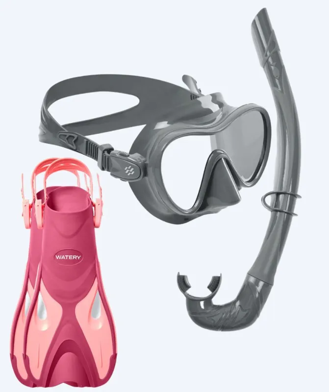 Watery snorkelsæt til voksne - Fisher/Cliff - Pink/grå - Snorkelsæt til voksne (+16 år)