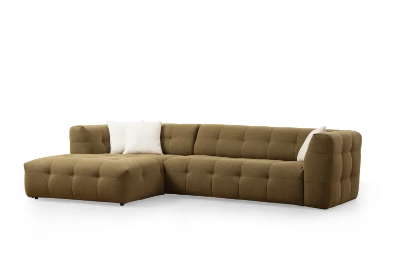 NORDVÄRK Cady 3 pers. venstre hjørnesofa - khaki polyester