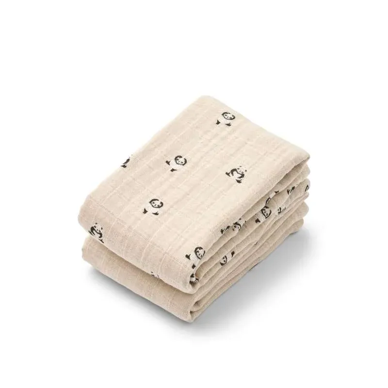 Liewood Lewis Muslin Stofbleer - 2-pak - Mini Panda/Sandy Mix