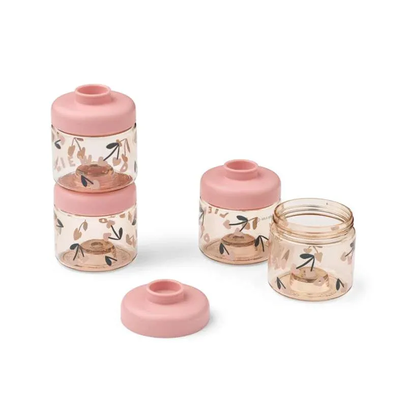 Liewood Dominique Små Madbokse - Tritan - 4-pak - 100ml - Cherry Heart/Rosey