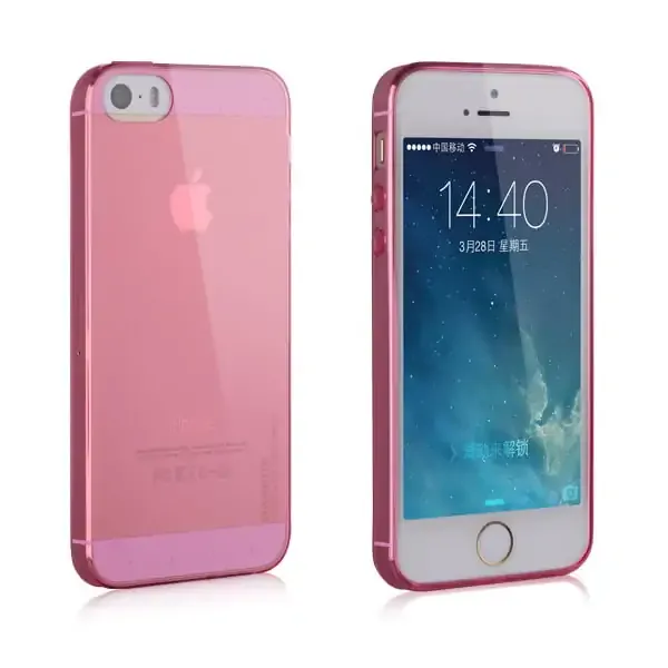 Baseus 0.7mm Cover til iPhone 5/5S - KUN 7 g. Gennemsigtig pink.