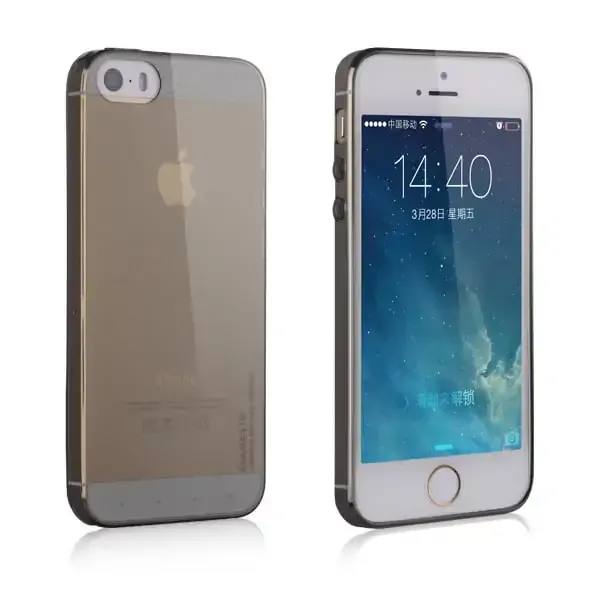 Baseus 0.7mm Cover til iPhone 5/5S - KUN 7 g. Gennemsigtig sort.