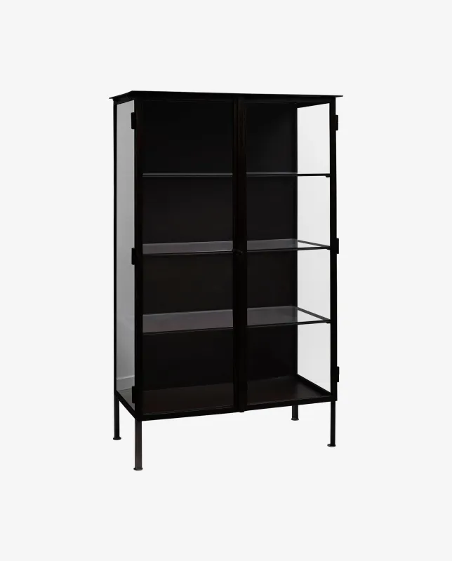 Nordal - OREGON skab, sort jern, 2 låger  -  B90 × D46 × H153 cm