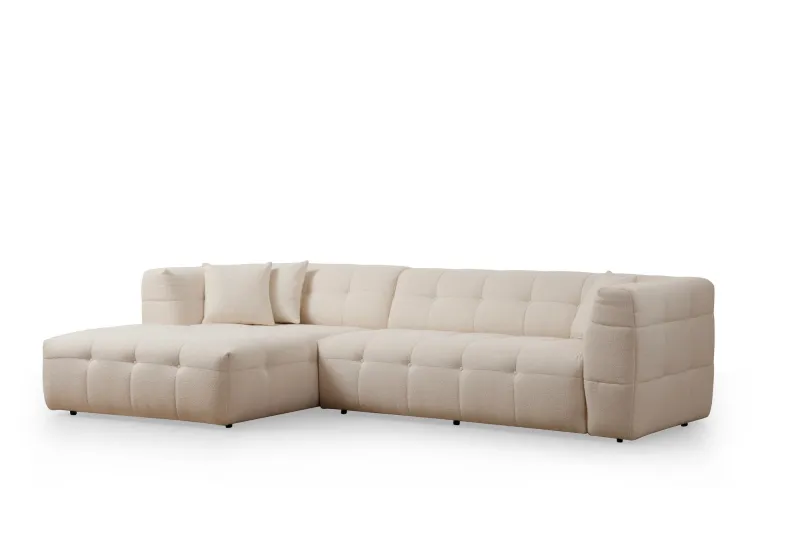 NORDVÄRK Cady 3 pers. venstre hjørnesofa - beige polyester