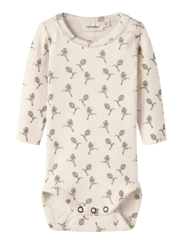Lil Atelier Gayo - Sig LS Slim Body - Turtledove / Artichoke - 56 cm