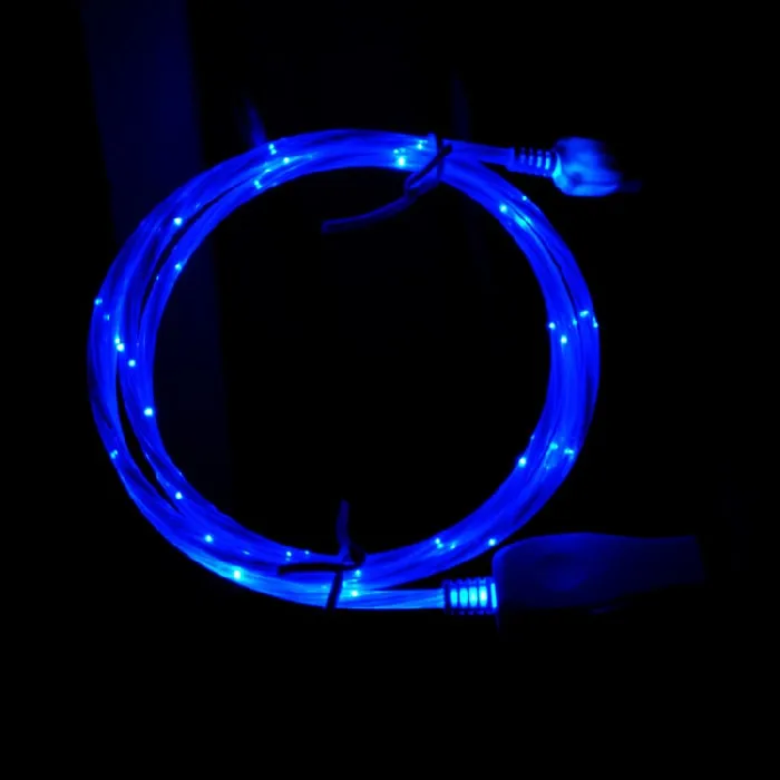 USB-A til USB-C Kabel med LED Lys. 1m. Blå