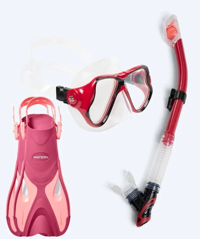 Watery snorkelsæt til voksne - Fisher/Hudson - Pink/rød - Snorkelsæt til voksne (+16 år)