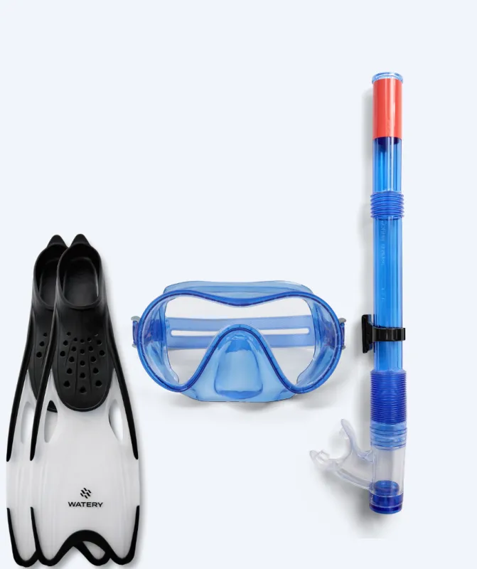 Watery snorkelsæt til junior (8-15) - Jubal/Rilian - Blå/sort - Snorkelsæt til børn (4-16 år)