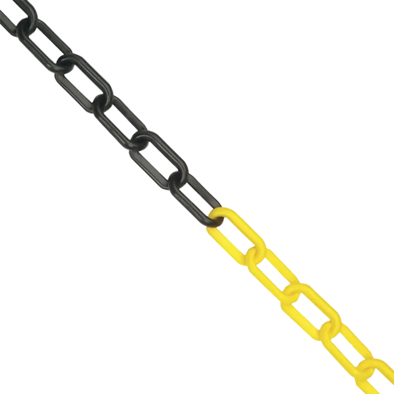 Afspærringskæde 6mm plast gul/sort m/samleled, 25m