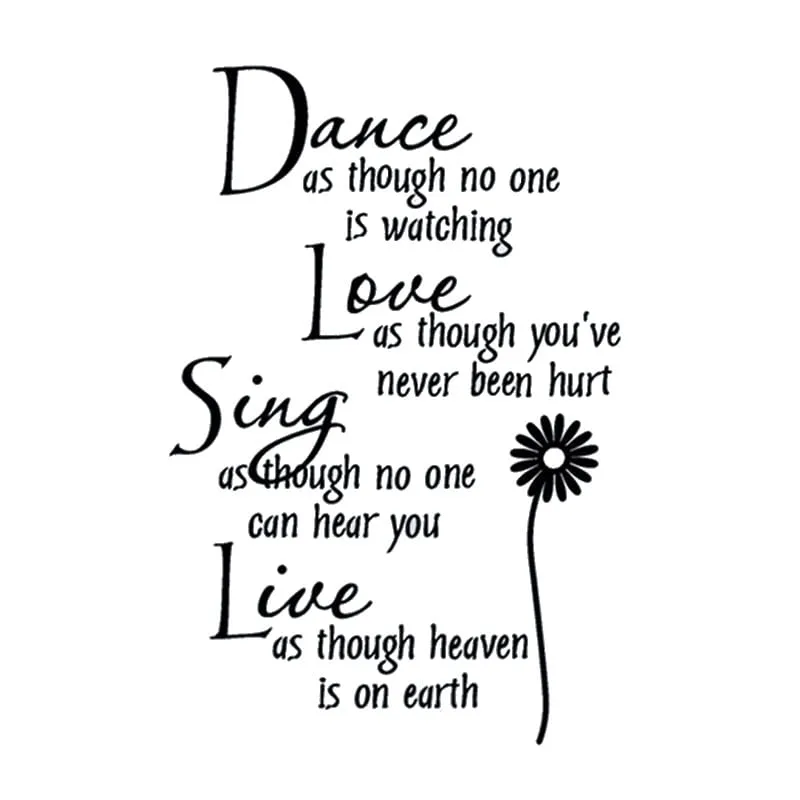 Inspirerende Wallsticker med Citat  -  Dance Love Sing Live
