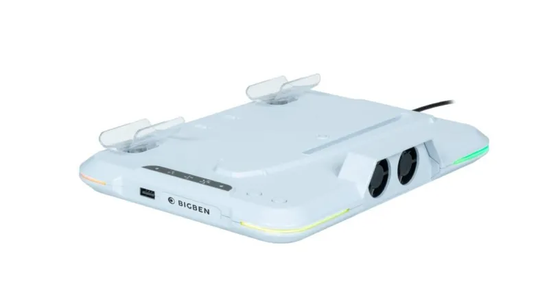 Nacon Charging Station med Fan RGB/USB Hub/Fan, Hvid PS5 Slim Charging Dock - GEEKD.dk
