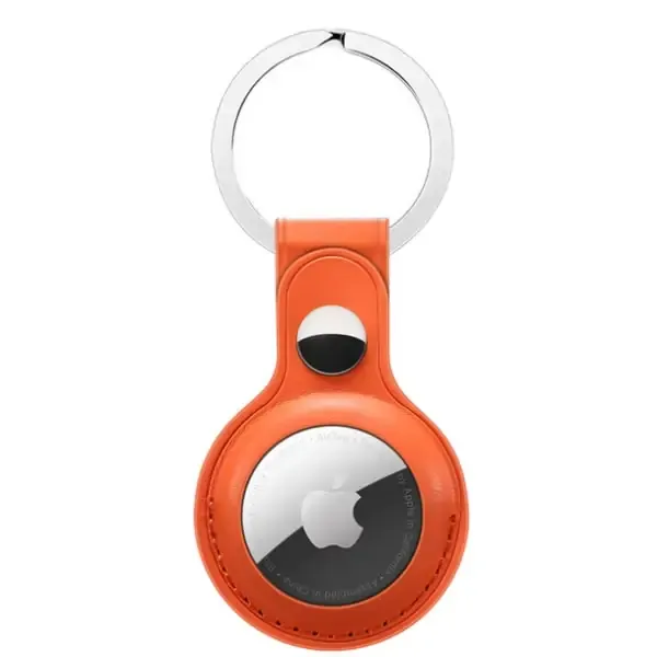 Apple AirTag læder nøglering. Orange.