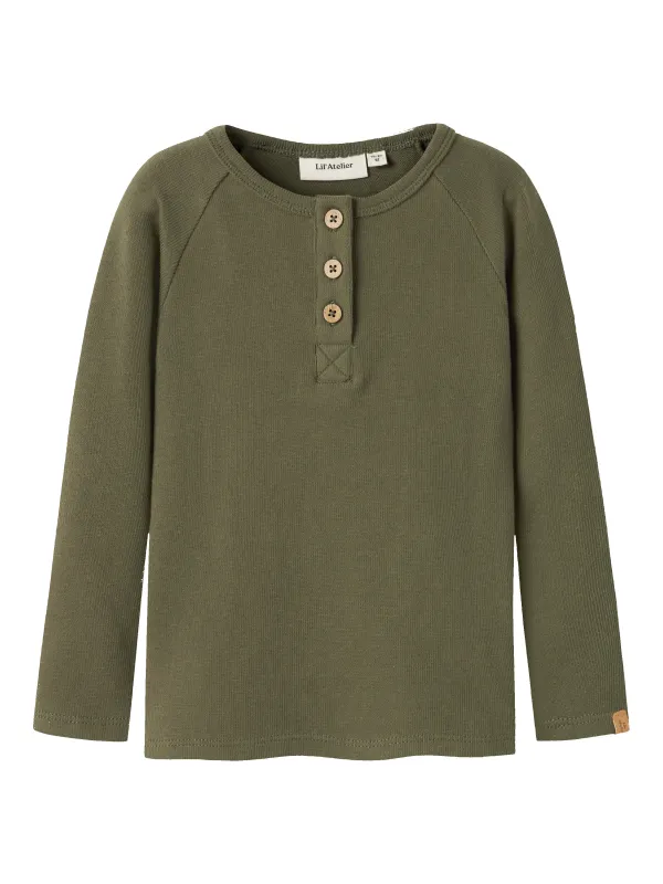 Lil Atelier Luno - LS Slim Top - Winter Moss - 92 cm
