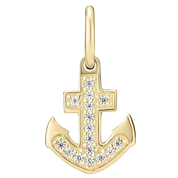 Vedhæng i 8 kt. Guld med Anker og Zirkoniasten  -  12 x 9 mm