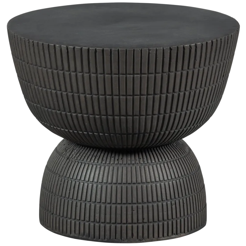 WOOOD Samson sidebord, rund - kaffe fiberler med betonlook (Ø40)