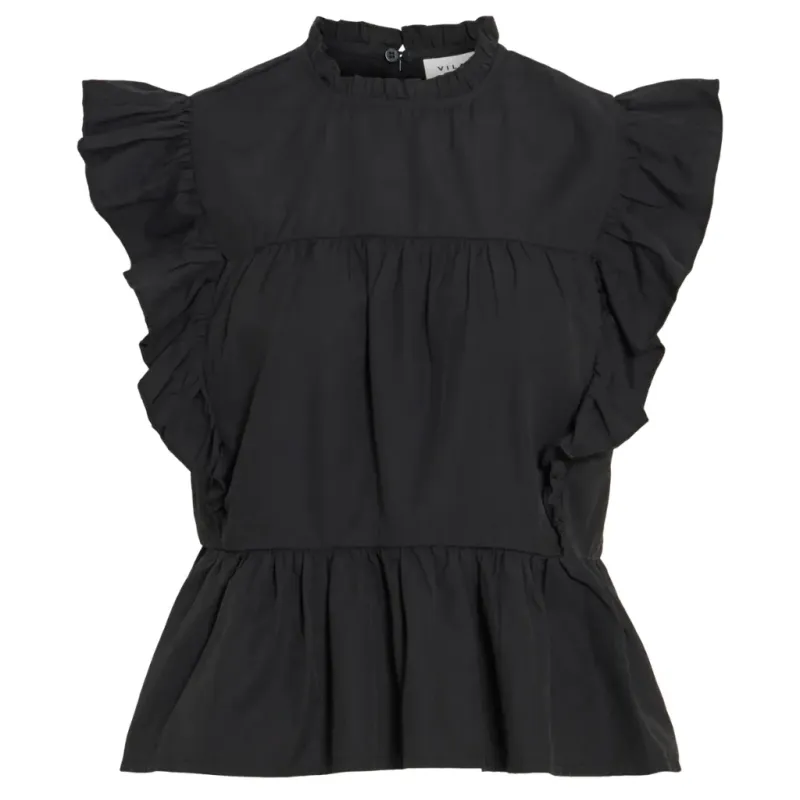 VILA dame top VIRUFELLA - Black Beauty