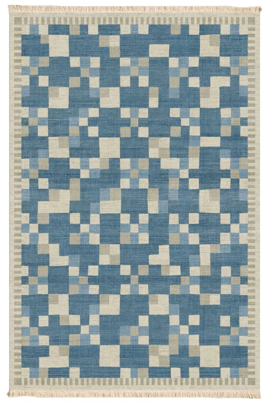 TEPPI 161 gulvtæppe m. mønster, rektangulær - multifarvet bomuld (80x150)