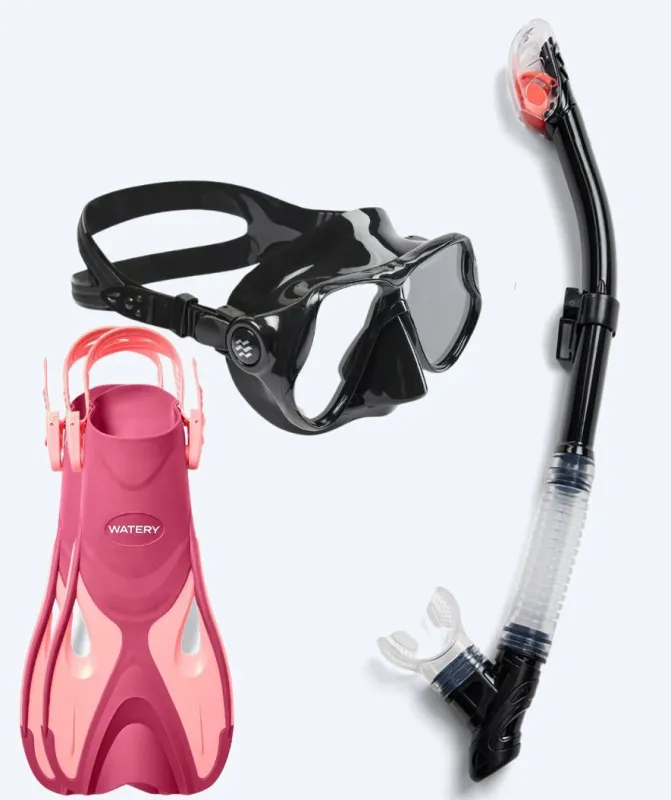 Watery snorkelsæt til voksne - Fisher/Hudson - Pink/sort - Snorkelsæt til voksne (+16 år)