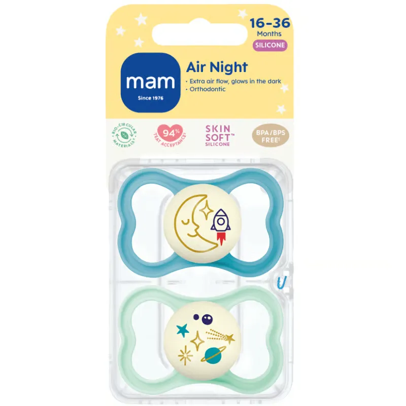 MAM Air Sut Night Silk 16-36M Blue (2 stk)