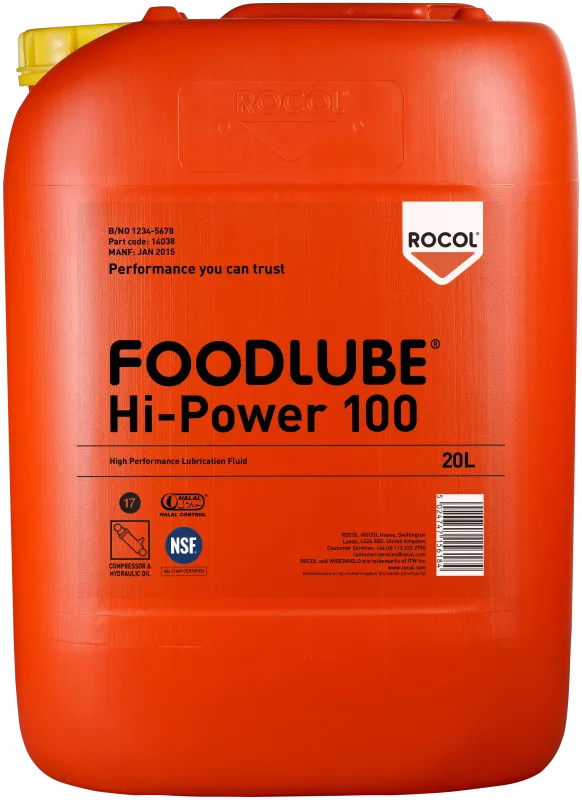Foodlube Hi-Power 100 fuldsynt. hydrauliolie 20ltr