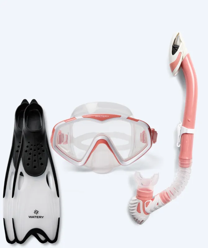 Watery snorkelsæt til voksne (fra 15 år) - Leach/Rilian - Lyserød/sort - Snorkelsæt til voksne (+16 år)