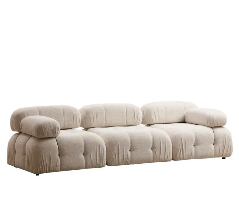 NORDVÄRK Bubble L1-O1-1R 3 pers. sofa - creme bouclette polyester og mat sort plast