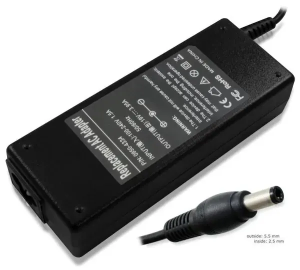 Oplader til Asus & Toshiba. 75W - 19V/3.95A (5.5x2.5).