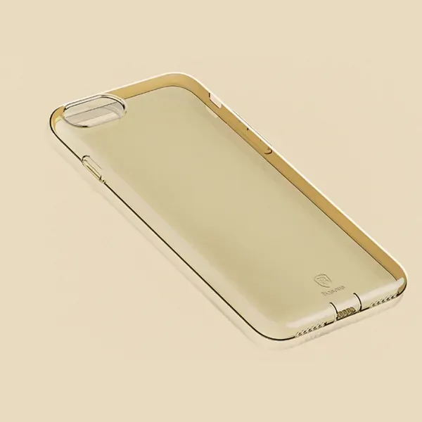 Baseus 0.7mm Slim Gel Cover til iPhone 7 / 8. Gennemsigtig gold.