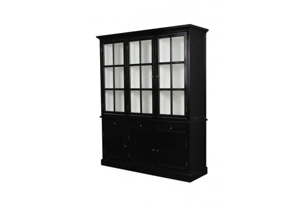 Falster Vitrineskab - 195x160x50 cm Sort/Hvid